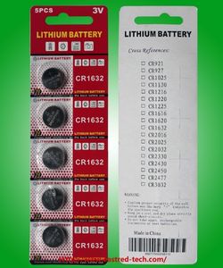2000 pièces CR1632 3v pile bouton au lithium 400 cartes Blister/Lot (5 pièces par blister)