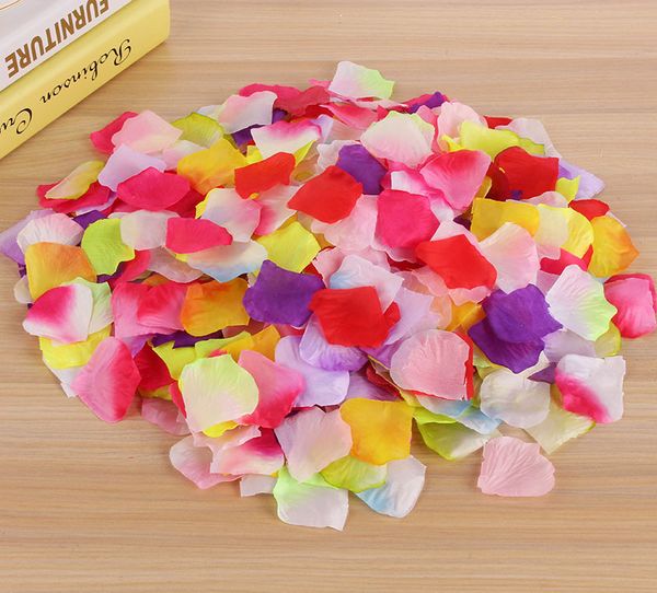 Pétales de roses en soie, 2000 pièces, confettis de décoration de Table pour fête de mariage, décor de noël, haute qualité, multicolores