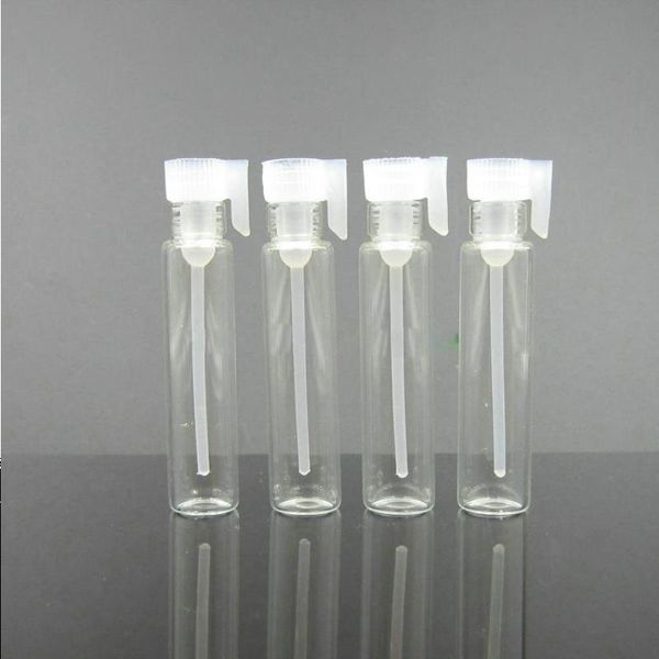 2000pcs/lote mini botellas de perfume de vidrio transparente 1 ml 2 ml de viales de muestra pequeña botella de prueba de ensayo de ensayo de fragancia vacío