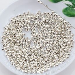 2000 unids/lote cuentas espaciadoras redondas de Metal plateado de 3mm para hacer joyas, pulseras, collares, accesorios DIY