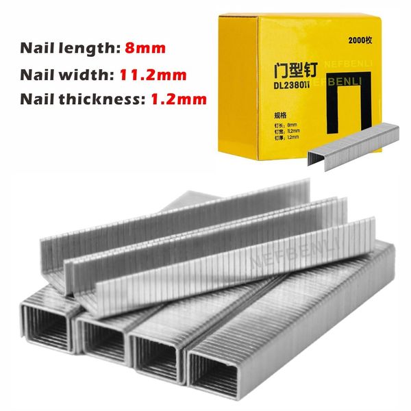 2000pcs U / t / Porte agrafes 12x6,3 mm / 11.2x8mm / 10.1x2 mm clouage clouage Nail de menuise