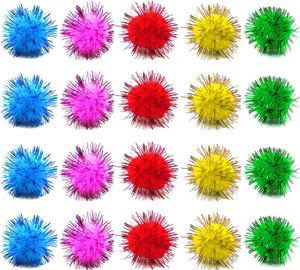 Sparkle Craft Balls Tinsel Glitter Pom Pom Balls DIY Craft Supplies Matériaux de décoration faits à la main Multi Size optiona l (Rouge)