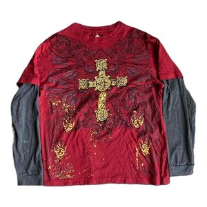 Años 2000 Retro Grunge Indie Mall Goth Tees Vintage Graphic Patchwork Camiseta de manga larga Y2K Estética Emo Mujeres Hombres Tops Ropa 240227