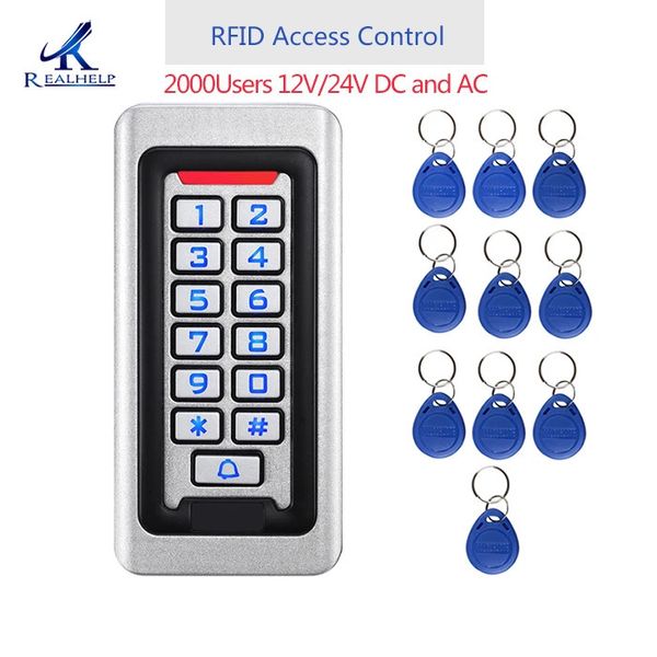 Clavier de contrôle d'accès RFID en métal et acier inoxydable, 2000 utilisateurs, étanche IP68, lecteur de carte d'extérieur, sécurité 12V24V DC et AC 240123