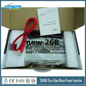 Freeshipping 2000W 2000Watt Pure Sinus Wave Auto Power Inverter DC 12V naar AC 220 V Converter met USB voor zon / wind / gas