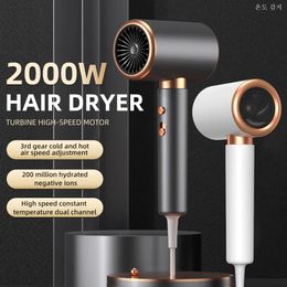 2000W 3th Gear Professional Hair Dryer Négatif Lonic Sèche Sèche à vent froid Brosse à coiffure Strong Powerdryer Salon Tool 240411