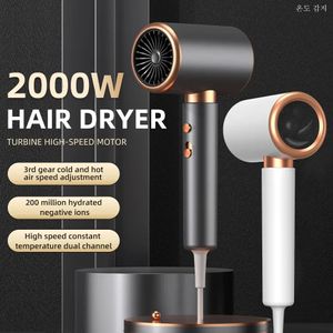 Sèche-cheveux professionnel 2000W 3ème vitesse, sèche-cheveux Lonic négatif, brosse à Air à vent froid, sèche-cheveux puissant, outil de Salon 240227