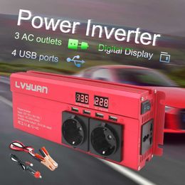 2000 W Auto Omvormer Transformator 12 v 220 v EU Plug 3AC Outlets 4 USB Converter Solar Inversor voor