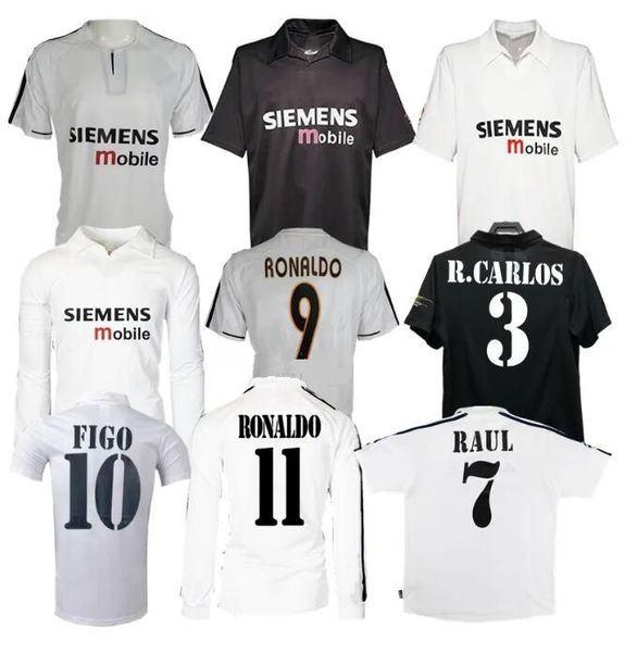 2001 2002 2003 2004 Zidane Centenary Soccer Jerseys Figo Hierro Ronaldo Raul Real Madrids Home Away Classic Retro Vintage Football Shirt