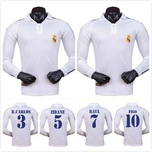 2001 2002 maillot de football à manches longues domicile du Real Madrid ZIDANE FIGO HIERRO RAUL MORIENTES maillot de football rétro classique maillot vintage