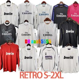 2001-2007 Camisa de fútbol Real Madrids Seedorf Raúl Zidane Mens Retro Soccer Jerseys 2011-2018 Ronaldo Guti Kaka 'Sergio Ramos manga larga
