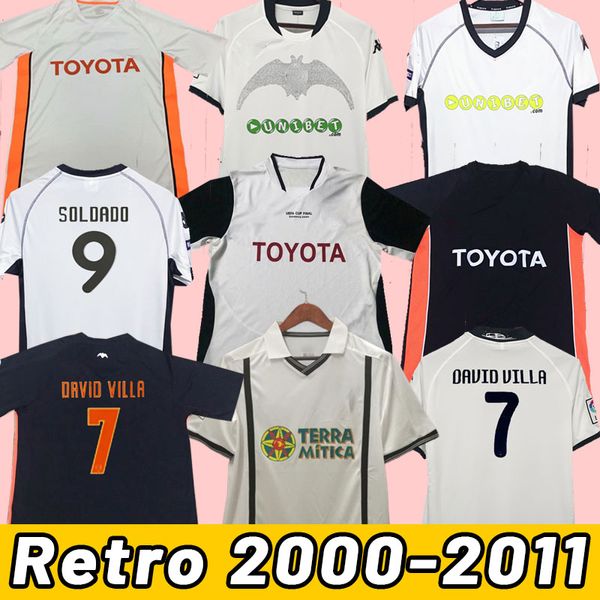 2001 2010 2011 Valencia Soccer Jerseys Vicente Mendieta Hommes RetroSILVA 06 07 EDU Home Away Noir RETRO Football Shirt Manches courtes 2006 2007 2009 2010 10 11 00 01