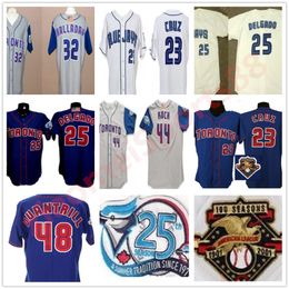 2001 Toronto 25th Anniversary Patch Baseball Jerseys 10 Vernon Wells 23 Jose Cruz 25 Carlos Delgado Chris Carpenter 32 Roy Halladay jersey