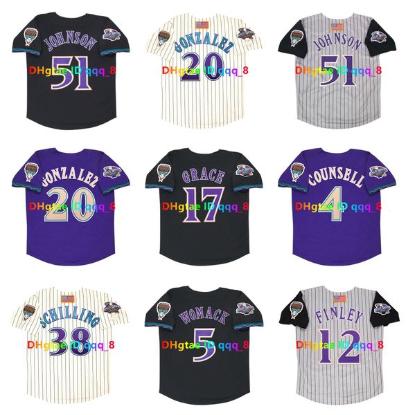 2001 World Series Randy Johnson Baseball Jersey Arizona Luis Gonzalez Curt Schilling Craig Counsell Tony Womack Matt Williams Steve Finley Mark Grace SIZE S-4XL