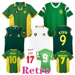 2002 1998 Camerún camisetas de fútbol retro 1990 Eto o Mboma Lauren Song FOE MILLA camiseta de fútbol clásica vintage local visitante 66