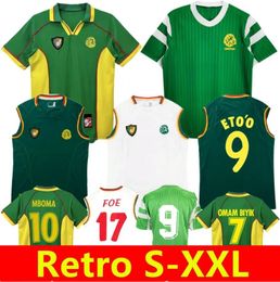 2002 1998 Camerún camisetas de fútbol retro 1990 Eto o Mboma Lauren Song FOE MILLA Maillot de foot hogar lejos camiseta de fútbol clásica vintage