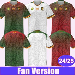 24 25 Cameroun Jersey de football pour hommes Aboubakar MBEUMO TOKO EKAMBI NKOULOU NKOUDOU M.HONGLA Blanc Rouge Vert Chemise de football Uniformes à manches courtes