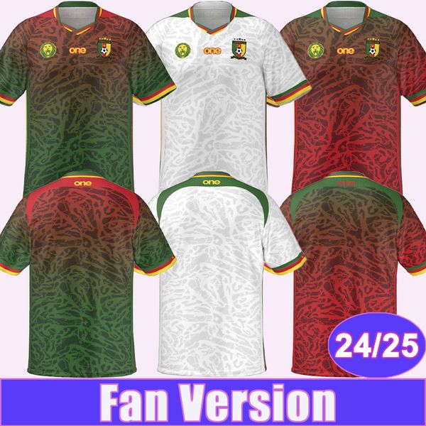 24 25 Camerún Jersey de fútbol para hombre ABOUBAKAR MBEUMO TOKO EKAMBI NKOULOU NKOUDOU M.HONGLA Blanco Rojo Verde Camiseta de fútbol Uniformes de manga corta