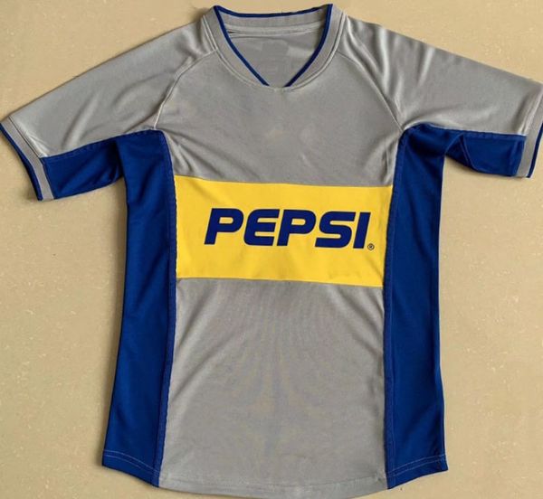 2002 2003 Maillots de football rétro Maradona RIQUELME PALERMO ROMAIN Boca Juniors Maillots de football maillots kit uniforme Camiseta de foot jersey 02 03