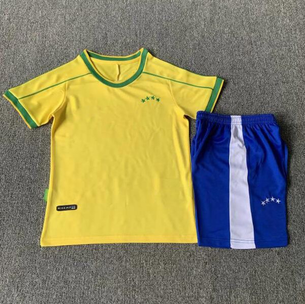 2002 Brasil Camisetas de fútbol retro 98 Ronaldo Kits de fútbol para niños Ronaldinho KAKA R. CARLOS Camisa De Futebol Camiseta de fútbol de Brasil RIVALDO Classic Vintage 655