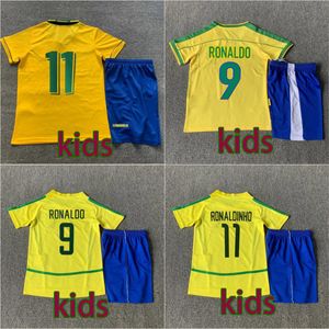 2002 Brasil retro voetbalshirts 98 Ronaldo voetbaltenues voor kinderen Ronaldinho KAKA R. CARLOS camisa de futebol BraziLS voetbalshirt RIVALDO klassiek vintage Jersey 12