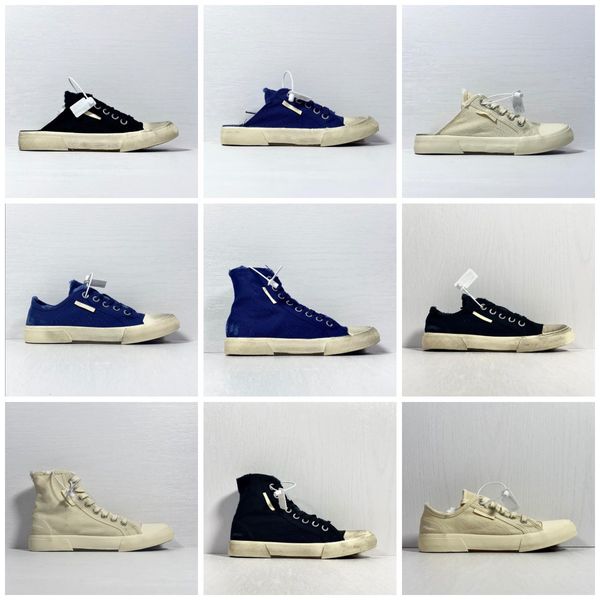 Paris Worn Sneakers Mule Low-Top Slip-On Schoenen Wit Rood Grijs Blauw Designer Lace-Up Canvas Casual schoen