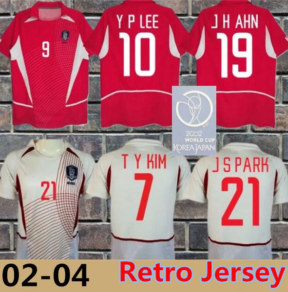 2002 Jerseys de football rétro de Corée du Sud 02 04 C G Song Ahn Jung-Hwan Y P Lee M B Hong Park Ji-sung T y Kim Home Away Vintage Classic Football Shirt