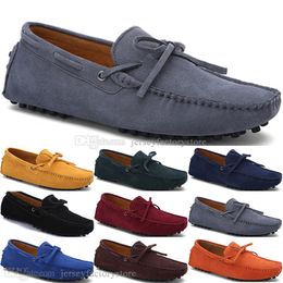 2003 nieuwe mode heren casual schoenen lederen brits stijl lente paar echte erwten scrub mannen rijden luie man overschoenen buiten comfortabel ademend zwart geel