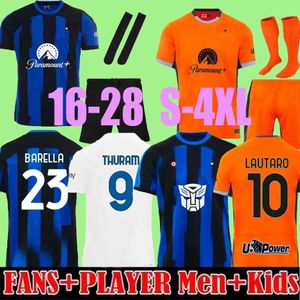 23 24 ALEXIS Maglia Inters Soccer Jersey Kid Kit Transformers Spécial MILANS Maglie Fan Player Version LAUTARO CALHANOGLU BARELLA THURAM 2023 2024 Maillot de football