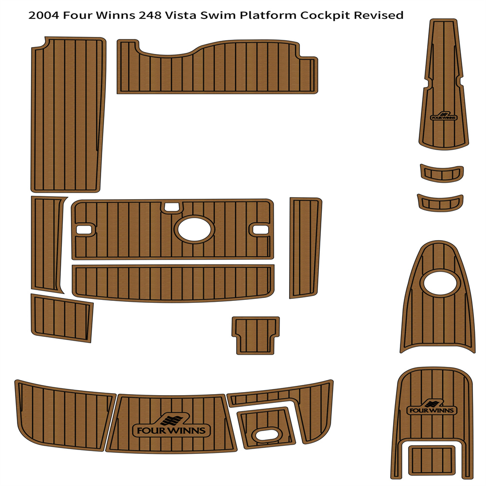 2004 Four Winns 248 Vista Swim Platform Cockpit Bow Boat EVA Foam Teak Floor Pad Self Backing Ahesive SeaDek Gatorstep Style Floor