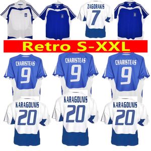 2004 Jerseys de football Tissu de qualité d'abord GRÈCE Rétro Charisteas Giakoumakis Nikolaidis Zagorakis Karagounis Home Away Vintage Jersey pour hommes classiques Football