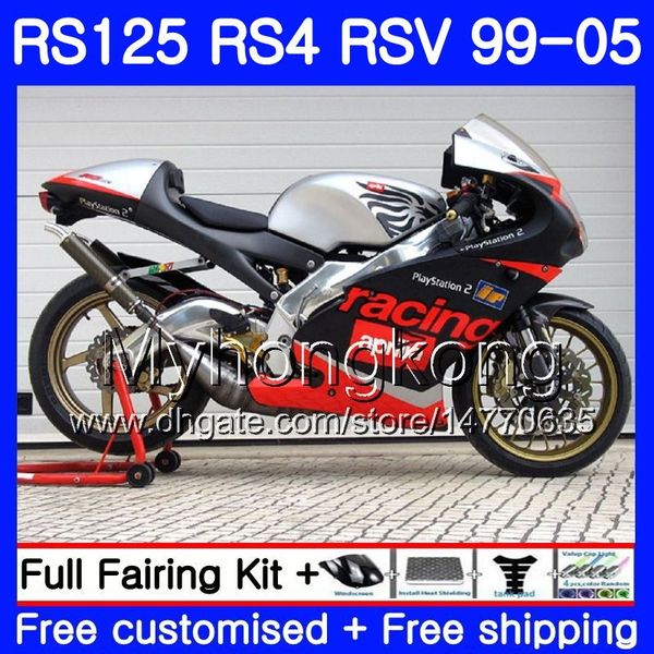 RS125R Pour Aprilia RS 125 1999 2000 2001 2002 2003 2005 318HM.0 RSV125R RS4 RS-125 RSV125 R RS125 99 00 01 02 03 04 05 Carénage Noir argenté