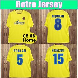 2005 2006 Villarreal Retro Soccer Jersey KROMKAMP FORLAN RIQUELME Domicile Manches Courtes Football Shirt Uniformes