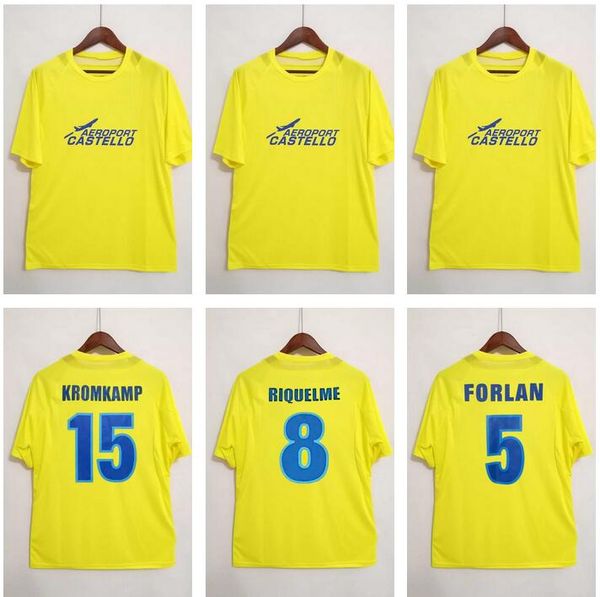 2005 2006 Jerseys de fútbol retro de Villarreal Home Amarillo 05 06 Camisa clásica de fútbol vintage Camisa de Futebol #8 Riquelme #5 Forlan #15 Kroamp #21