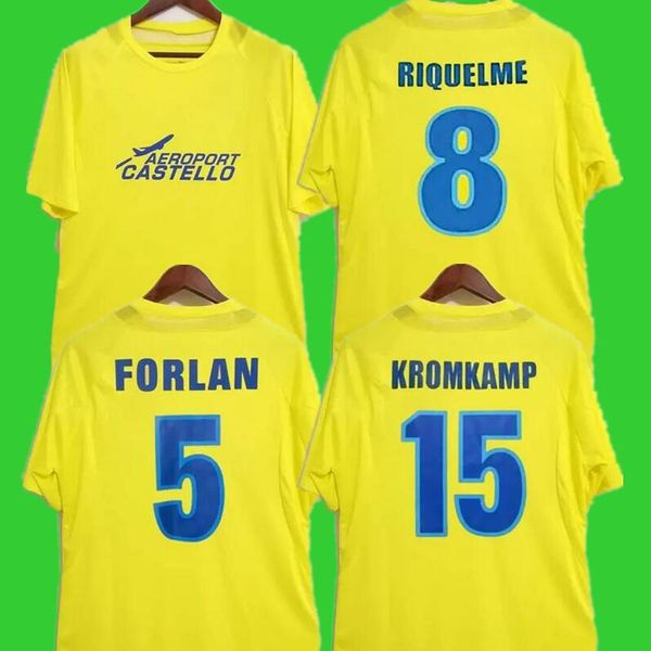 2005 2006 Villarreal maillots de football rétro maison jaune 05 06 Maillot de football vintage classique qualité thaïlandaise Camisa de futebol RIQUELME FORLAN KROMKAMP CAZORLA