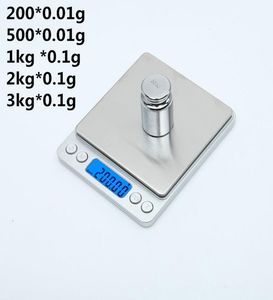 200500001G 1 kg 2kg 3kg01g draagbare digitale sieraden precisie Pocket Scale Weegschalen Mini LCD Elektronisch balans Gewicht 1544382