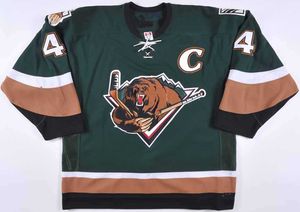 2006-07 #4 Ed Campbell Utah Grizzlies Game HEREN Hockey Jersey Borduursel Gestikt Pas elk nummer en naam aan