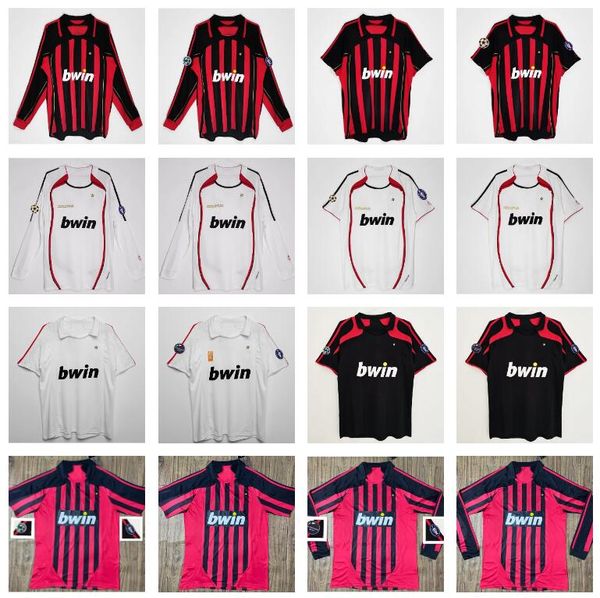 2006 2007 2008 Ac S Retro Soccer Jerseys 06 07 08 Manga larga Kaká Baggio Maldini VAN BASTEN Pirlo Inzaghi Gullit Shevchenko Camisa vintage