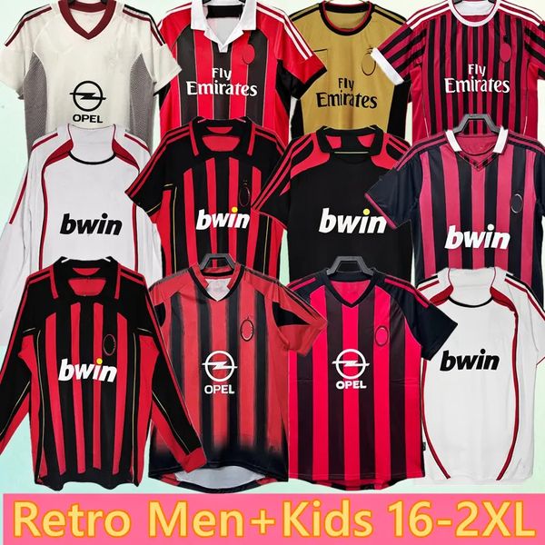 2006 2007 Kit de maillots de football AC Retro 02 03 04 05 06 07 09 10 11 12 13 14 AC KAKA Long MILAN IBRAHIMOVIC maillots de football Maillot de football Top Maillot de football enfants Maillots