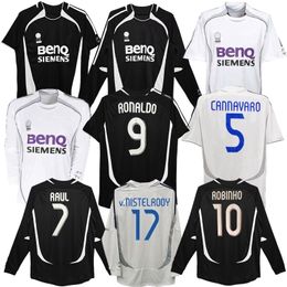 2006 2007 Ronaldo Retro Soccer Jerseys 06 07 Home Away Vintage Cannavaro Raul Marcelo Guti Higuain Real Madrids Longsleeve Classic voetbalshirt 3261