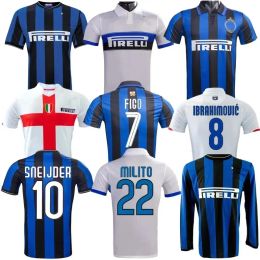 2007 2008 2009 2010 Eto o maillots de football rétro FIGO MILAN IBRAHIMOVIC SNEIJDER MILITO chemise classique J.Zanetti ADRIANO Eto o BALOTELLI inter domicile maillot rétro