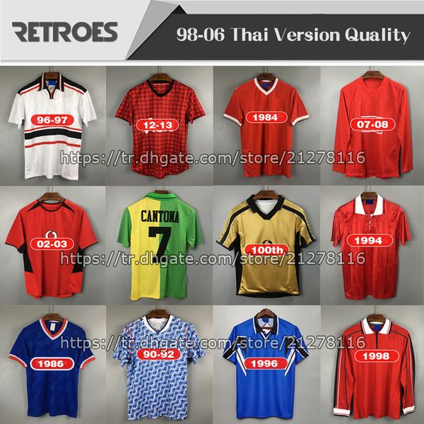2007 2008 Retro Red Home Jersey 100 Anniversary 07 08 Retro #10 Rooney Giggs 98 99 Retro 7 Camisas de fútbol