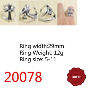 20078 S925 anillo de plata esterlina Cruz flor letra Punk Hip Hop Red rojo personalizado Simple estilo de pareja regalo de amante
