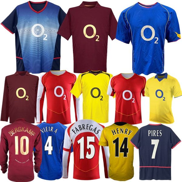 2005 2006 Henry Bergkamp Retro Soccer Jersey 2002 2003 2004 05 06 Home Away Van Persie Vieira Fabregas Ljungberg Classic Vintage Football Shirt