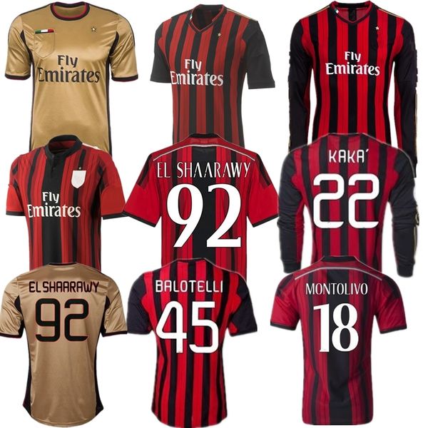 2013 2014 IBRAHIMOVIC KAKA camiseta de fútbol retro 13 14 15 milan Robinho El Shaarawy M￩nez Torres Balotelli MONTOLIVOﾠcamiseta de fútbol clásica vintage