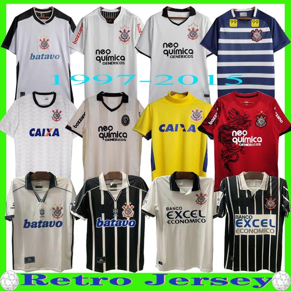 2009 2010 11 12 14 18 97 99 00 Corinthiens rétro Paulista GUEDES Maillots de football 100e maison blanche à l'extérieur AUGUSTO Corinthian maillot de football classique Vintage uniforme doré