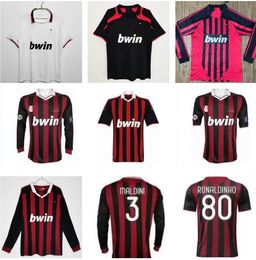 2007 2008 2009 2010 ac MILANS maillots de football rétro maillot de football vintage 07 08 09 10 classique Maglia da calcio manches longues MALDINI SEEDORF KAKA RONALDINHO