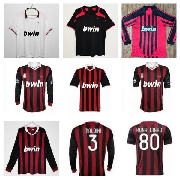 2007 2008 2009 2010 ac MILANS maillots de football rétro Ronaldinho 07 08 09 10 Maldini Pato Seedorf Inzaghi Nesta Pirlo Thiago Silva maillot de football classique vintage