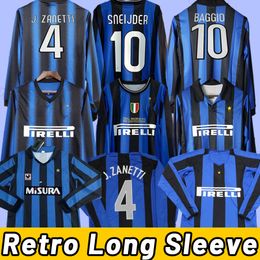 2009 Retro voetbalshirts MIITO SNEIJDER ZANETTI Milan Eto'o Football Djorkaeff Baggio ADRIANO MILAN Inter BATISTUTA Lange mouw 09 10 11 98 99 2010 2011 1998 1999 90