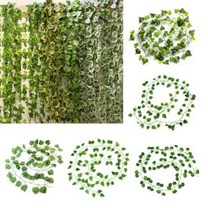 200 cm Fake Vine Vine Ivy Plant Silk Green Leaf Hoard for Festival Wedding Party Home Plant Wall Plant suspendu décoration